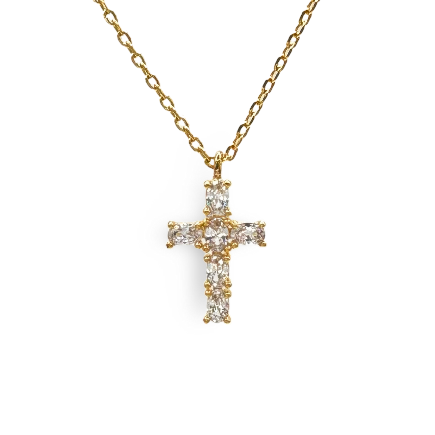 Small Round CZ Cross Necklace