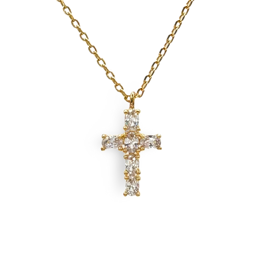 Small Round CZ Cross Necklace