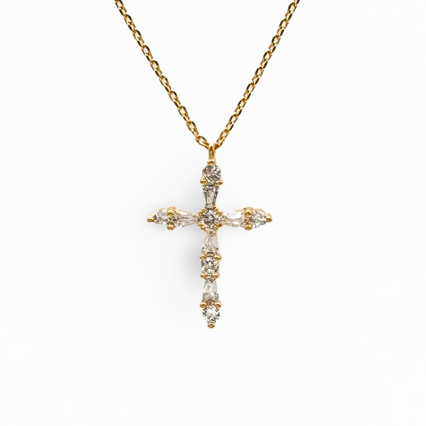 Small Marquis Arms CZ Cross Necklace