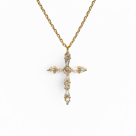 Small Marquis Arms CZ Cross Necklace