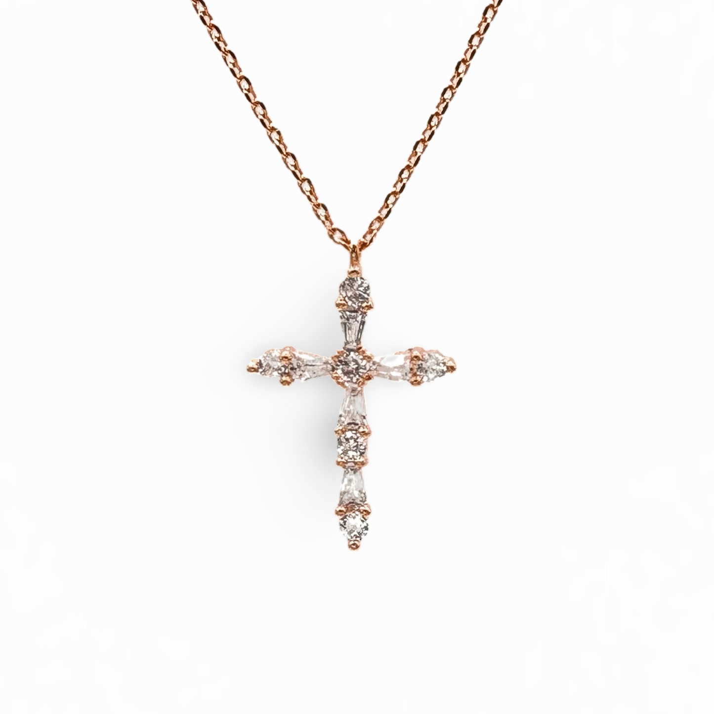 Small Marquis Arms CZ Cross Necklace