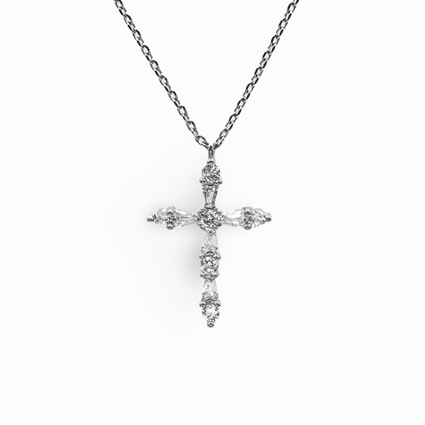 Small Marquis Arms CZ Cross Necklace