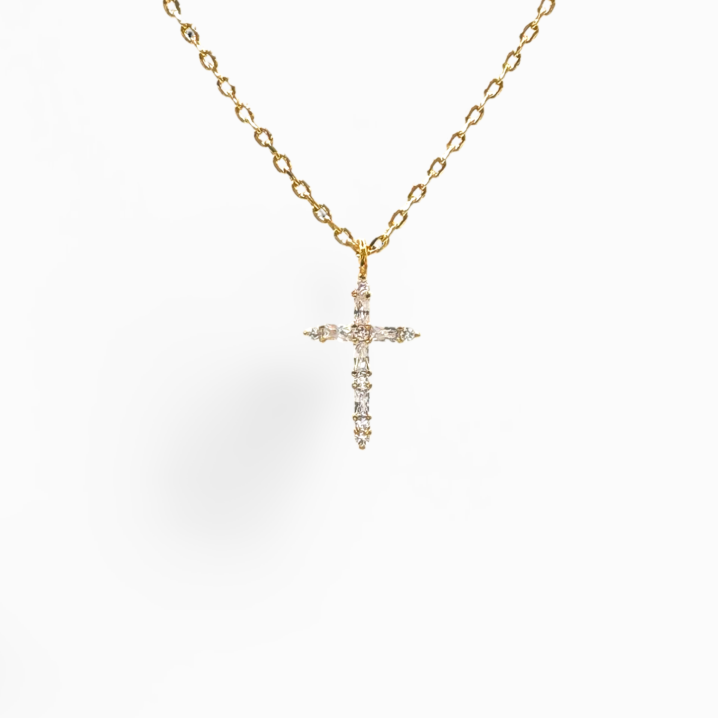 Mini Baguette Delicate Cross Necklace