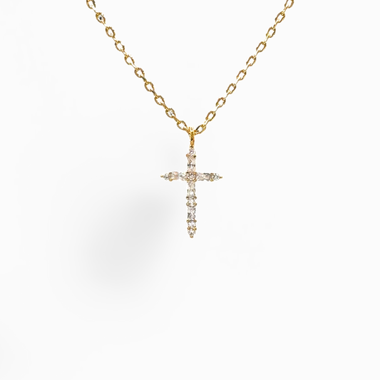 Mini Baguette Delicate Cross Necklace