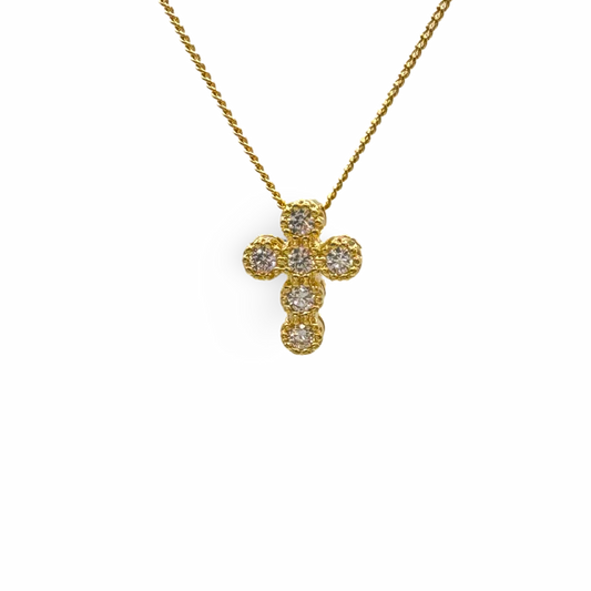 Small Delicate Bullet Bezel Cross Necklace