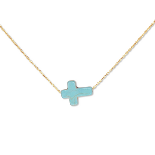 Turquoise Sideways Cross Necklace